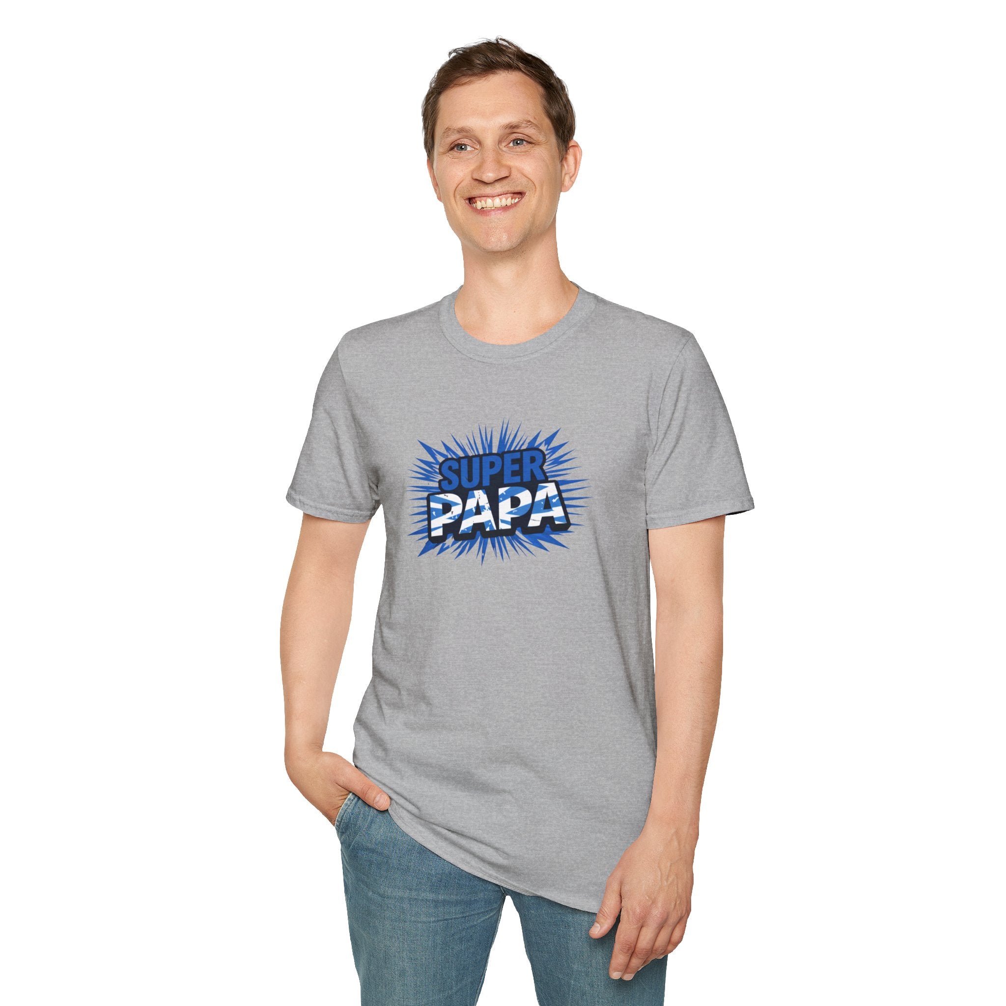 Super Papa Scotland Flag/Scottish themed T-Shirt – Comic Style Father’s Day Gift
