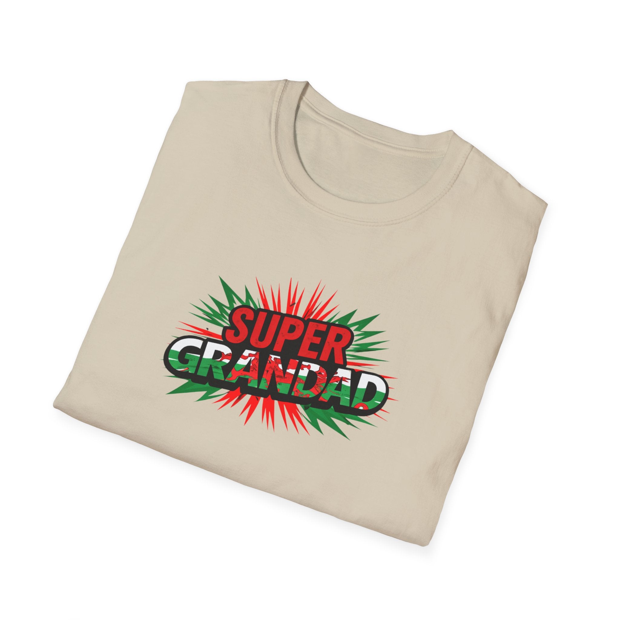Super Grandad Welsh Flag/Wales themed T-Shirt — Retro Comic Style Father's Day Gift