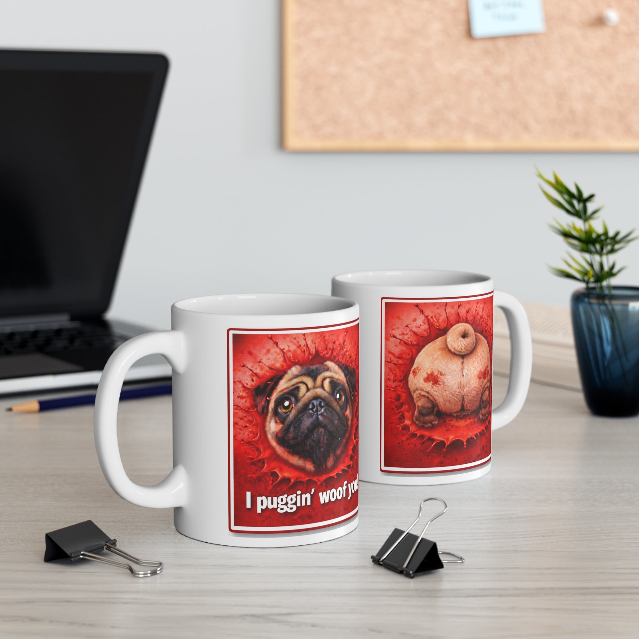 Personalized 'I Puggin' Woof You!' Mug — Custom Name Pug Coffee Cup