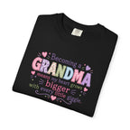 Grandma T-Shirt - "Becoming a Grandma Means My Heart Grows Bigger" - Cute Pastel New Grandma Gift