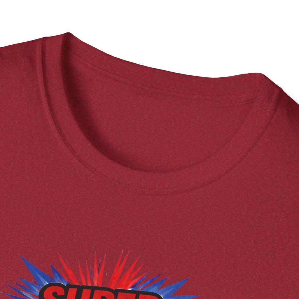 Super Dad T-Shirt – Union Jack Flag pattern Retro Comic Father’s Day Tee