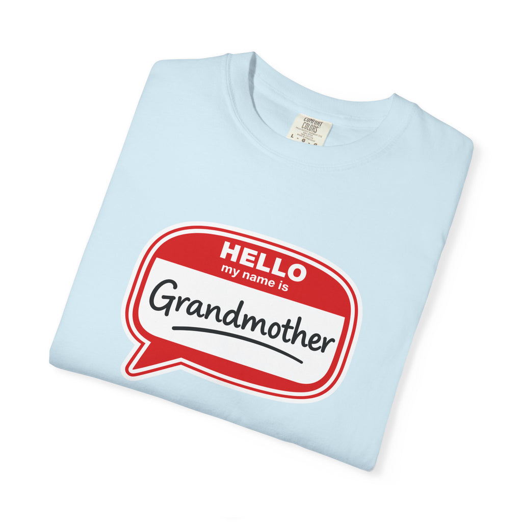 Hello My Name Is Grandmother T-Shirt - Retro Name Badge Tee for Moms & Grandmas