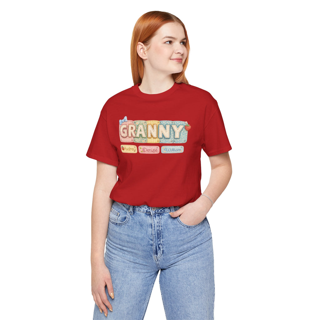Granny Retro Nameplate T‑Shirt — Personalized Grandma Tee