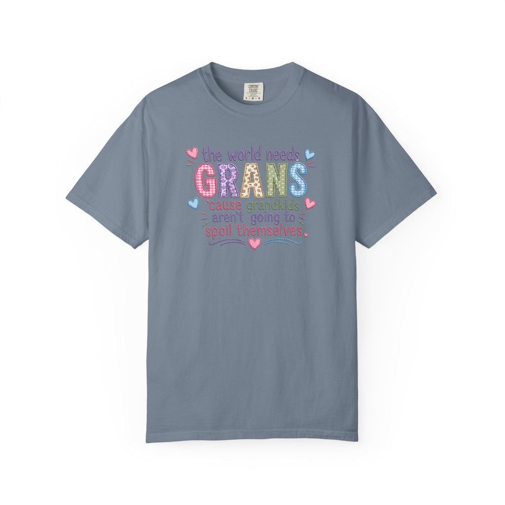 Grandparent T-Shirt - "The World Needs Grans" Cute Pastel Grandkids Gift Tee