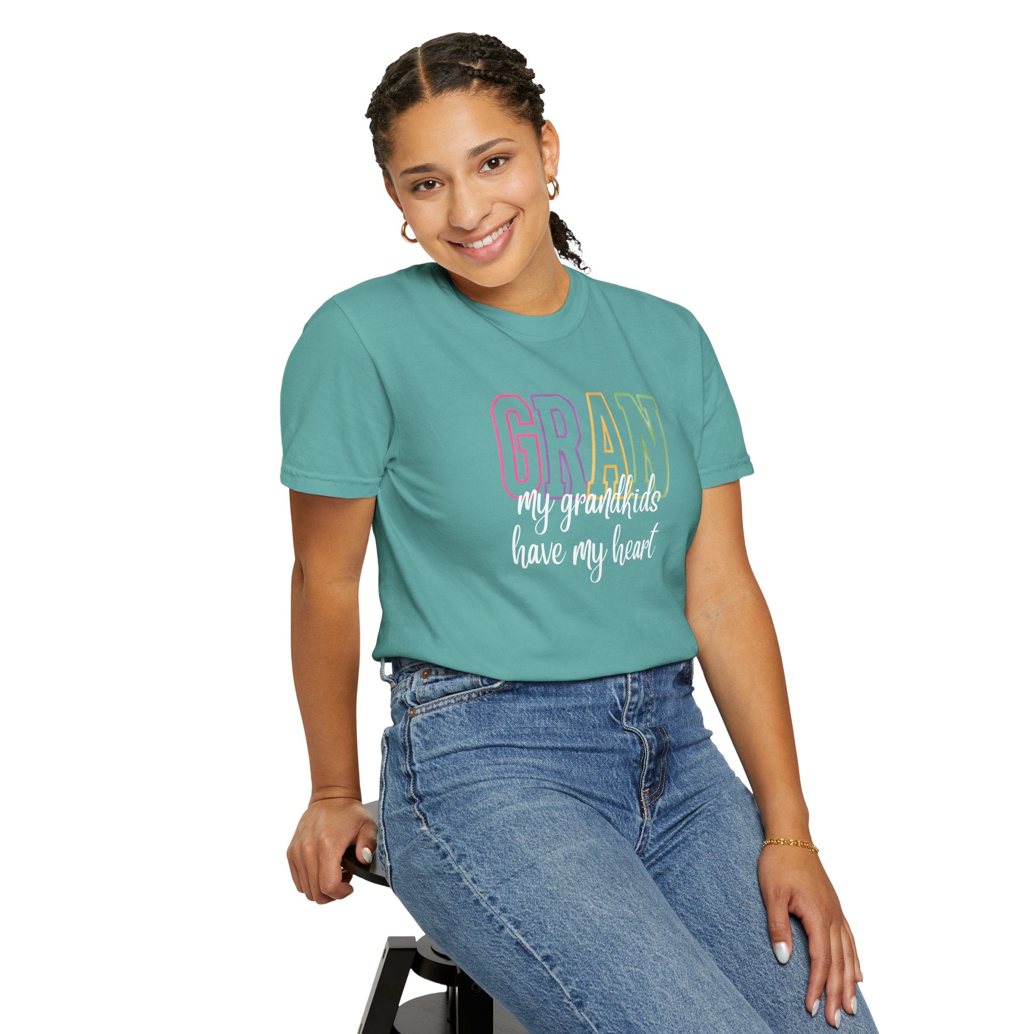 T-Shirt — "Gran my grandkids have my heart" Pastel Graphic Grandma Tee