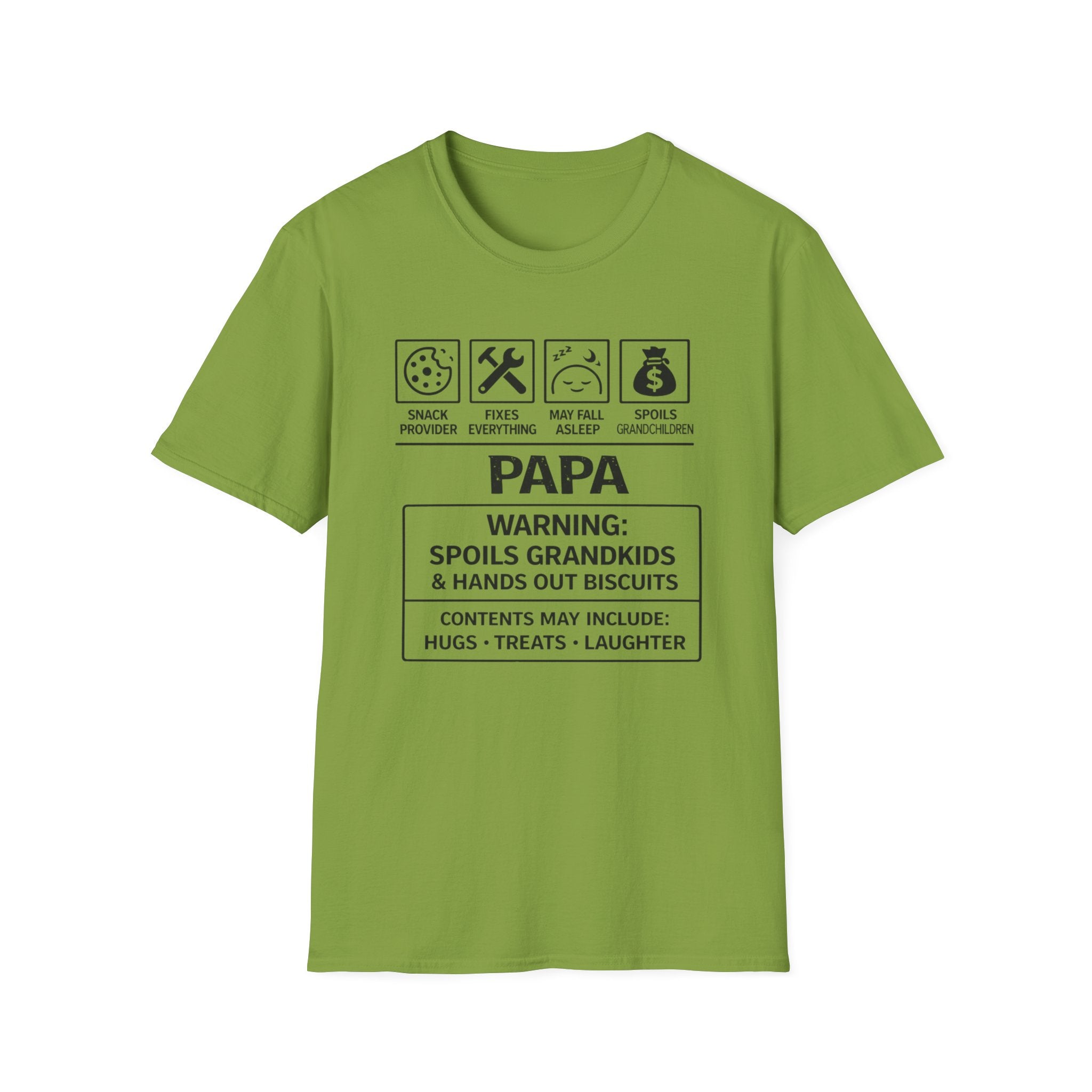 Papa Warning T-Shirt — Funny Grandpa Gift, 'Spoils Grandkids & Hands Out Biscuits' Tee