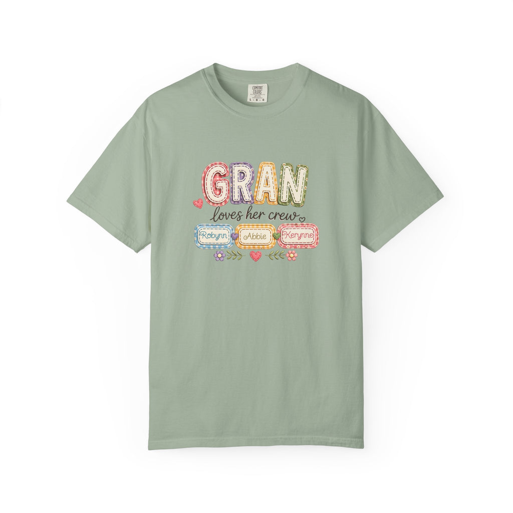 Gran Loves Her Crew T-Shirt — Personalized Grandma Family Names Tee