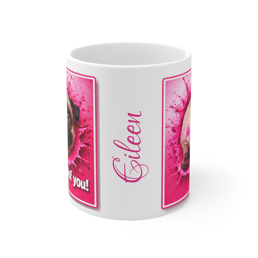 Pug Mug – "I Puggin' Woof You!" Personalized Pet Coffee Cup