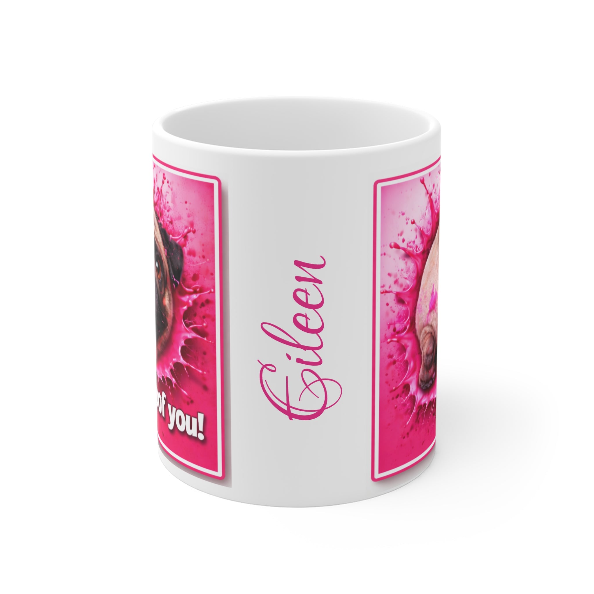 Pug Mug – "I Puggin' Woof You!" Personalized Pet Coffee Cup