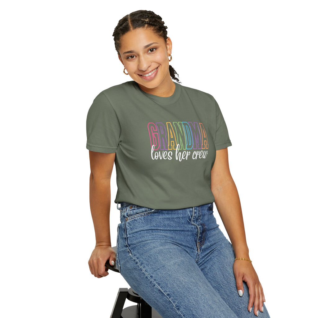 Grandma Loves Her Crew T-Shirt — Pastel Rainbow Grandma Gift