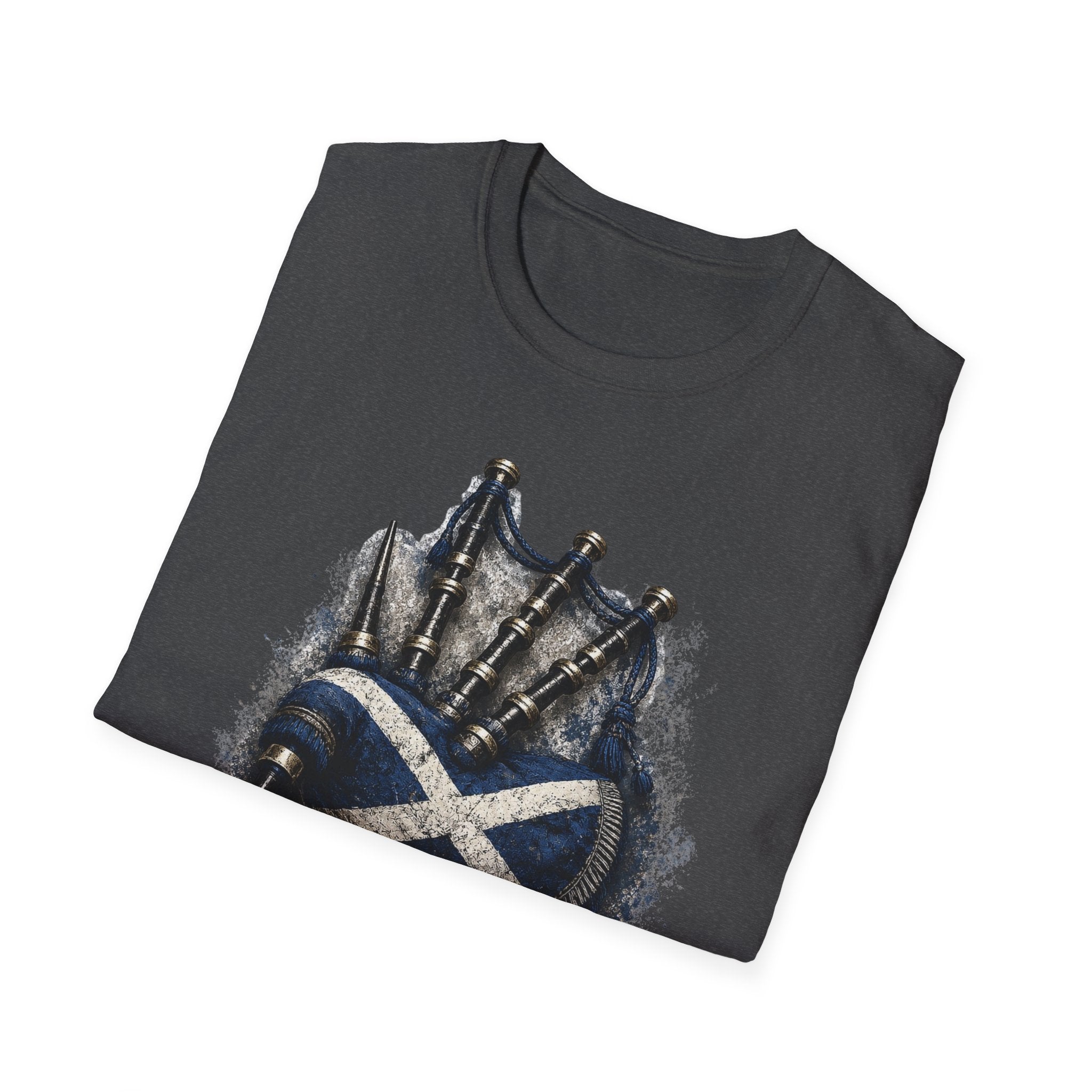 Bagpipes Following Scotland Flag Tee