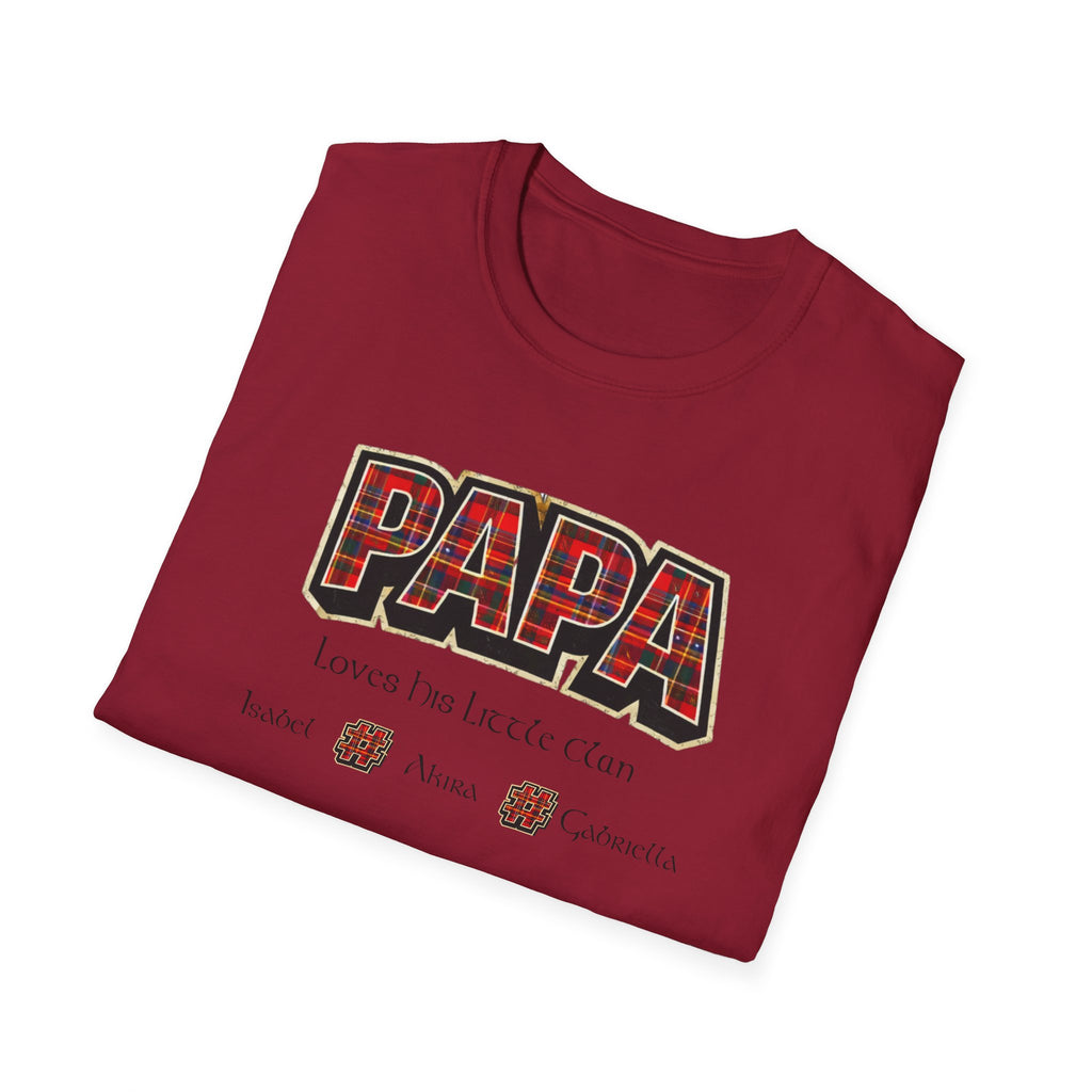 Papa Plaid T-Shirt – "Papa Loves his Little Clan" Grandfather Gift for Father's Day