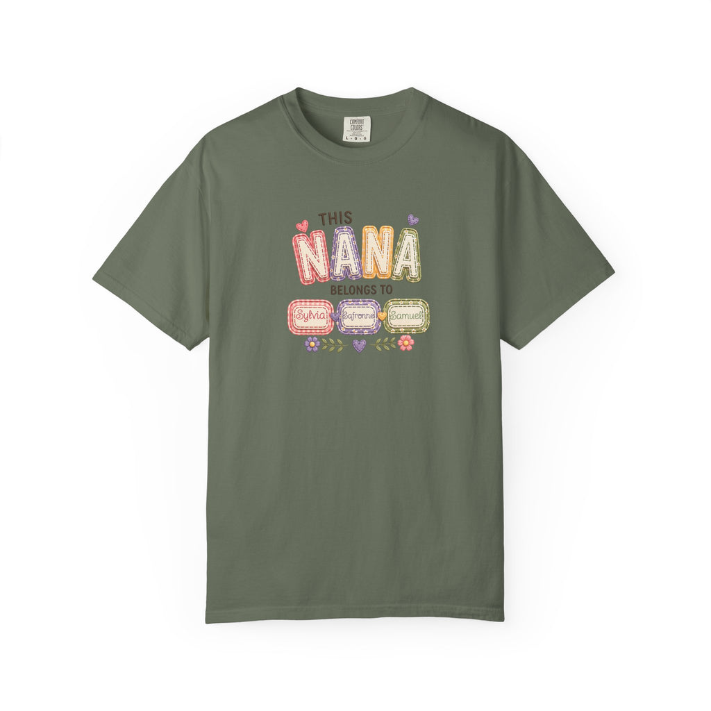 Nana Family Name T-Shirt — "This Nana Belongs To" Floral Grandma Gift
