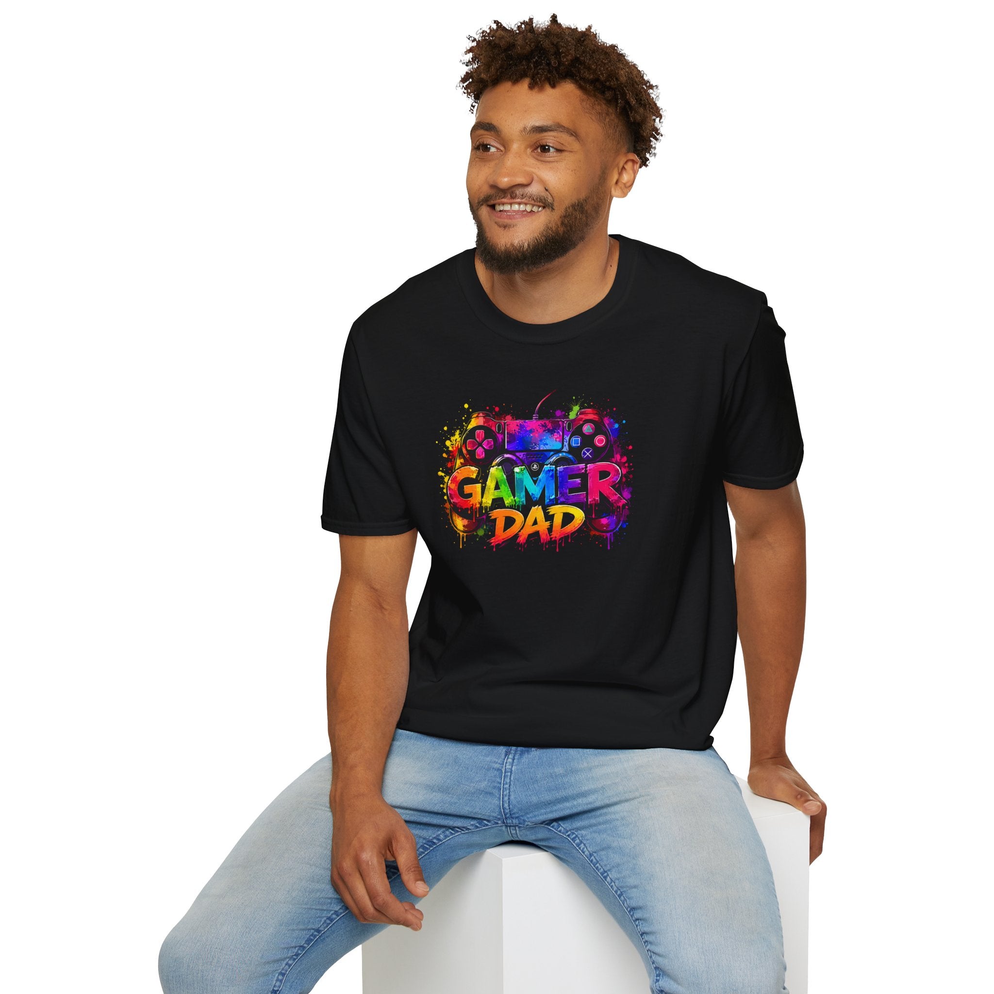 Gamer Dad Colourful Controller Design T-Shirt