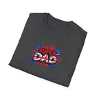 Super Dad T-Shirt – Union Jack Flag pattern Retro Comic Father’s Day Tee