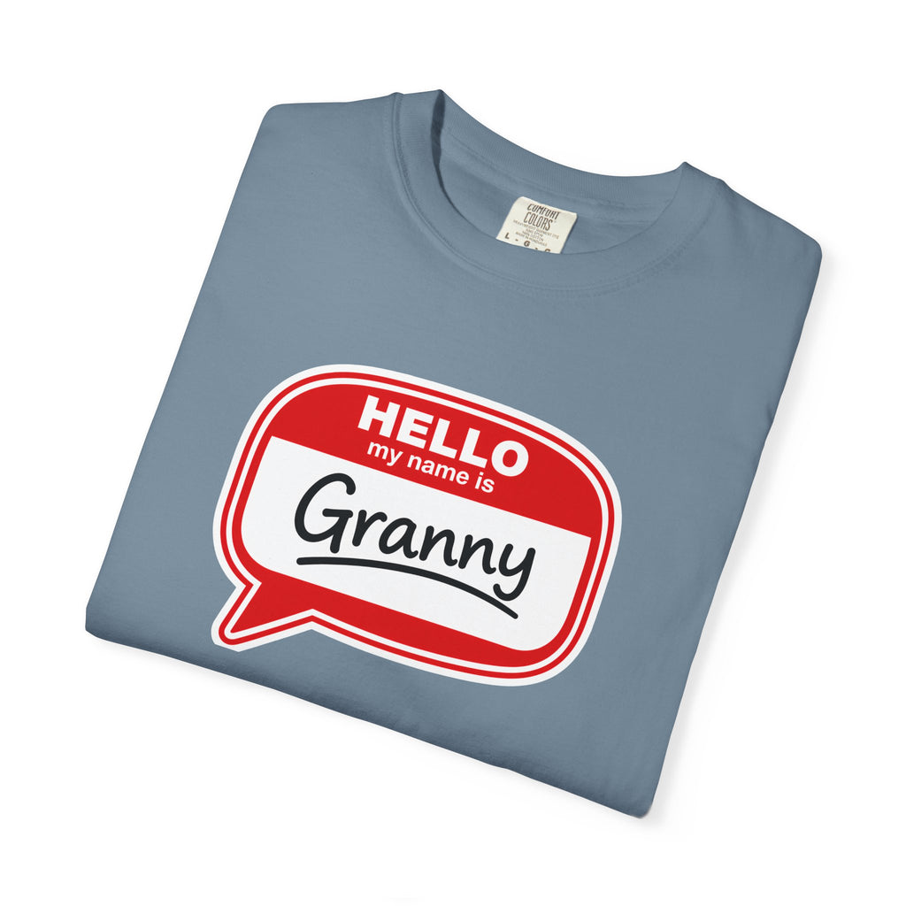 Hello My Name Is Granny T-Shirt - Funny Grandma Gift, Retro Name Badge Tee