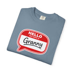 Hello My Name Is Granny T-Shirt - Funny Grandma Gift, Retro Name Badge Tee