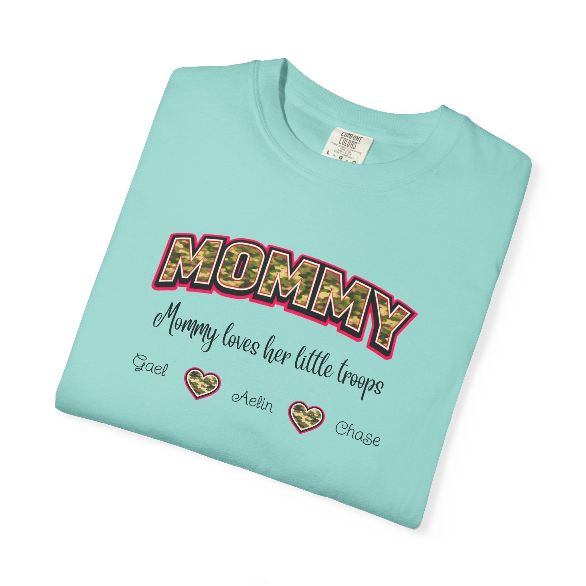 Mommy Camo Heart T-Shirt — "Mommy, I am here for little forever" Mother's Day Tee