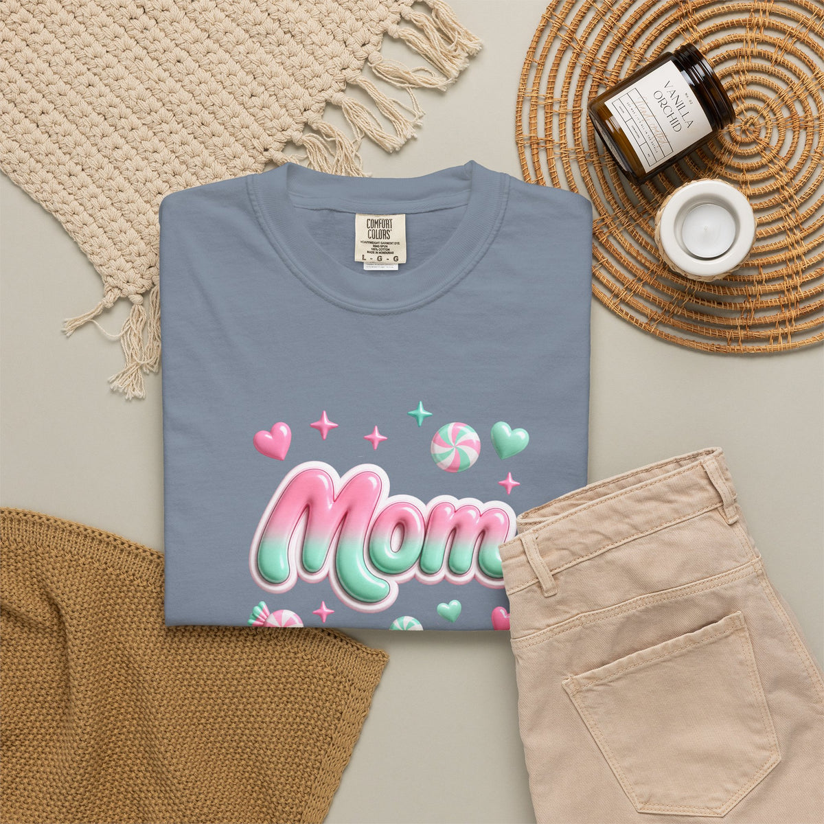 Mom Pastel Candy Script T-Shirt