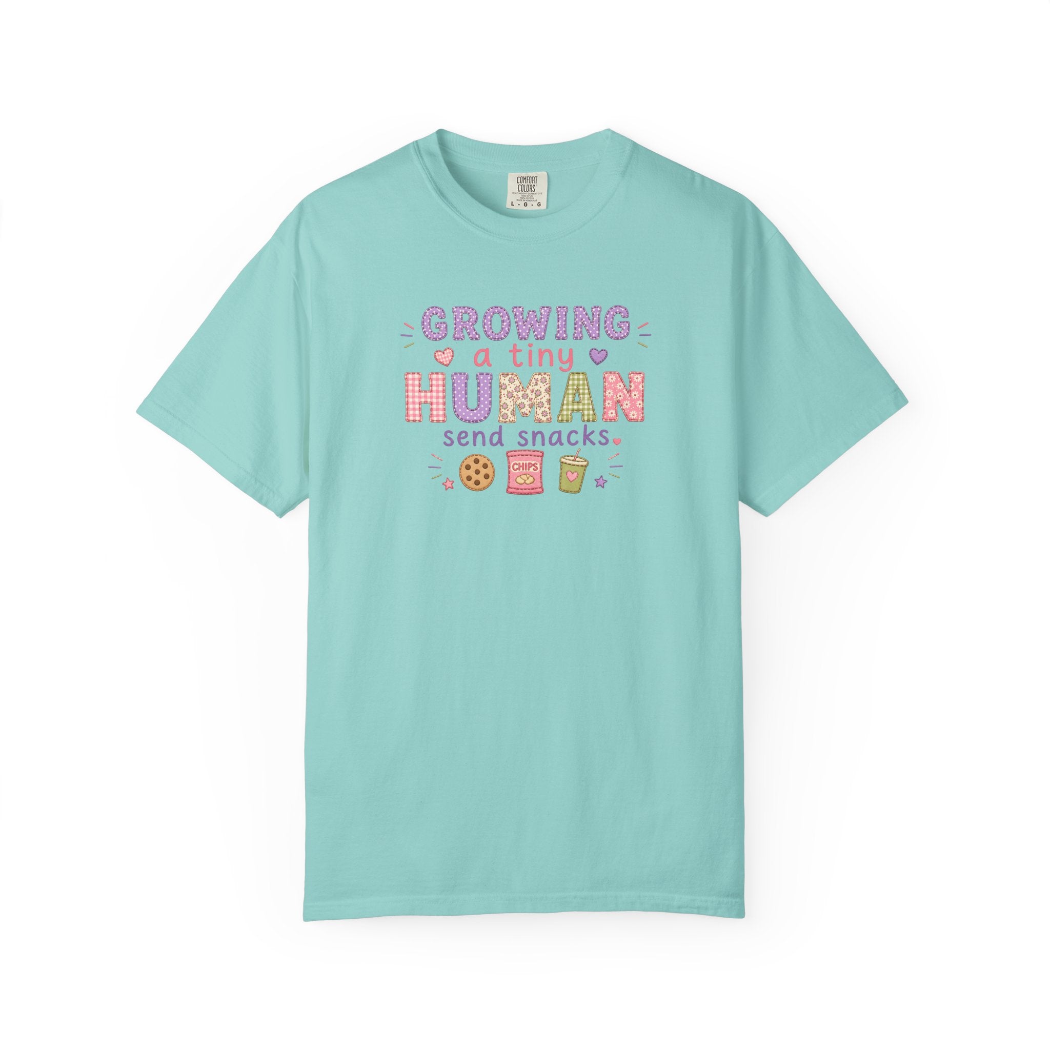 Growing a Tiny Human T-Shirt — "Growing a Tiny Human, Send Snacks" Maternity Tee