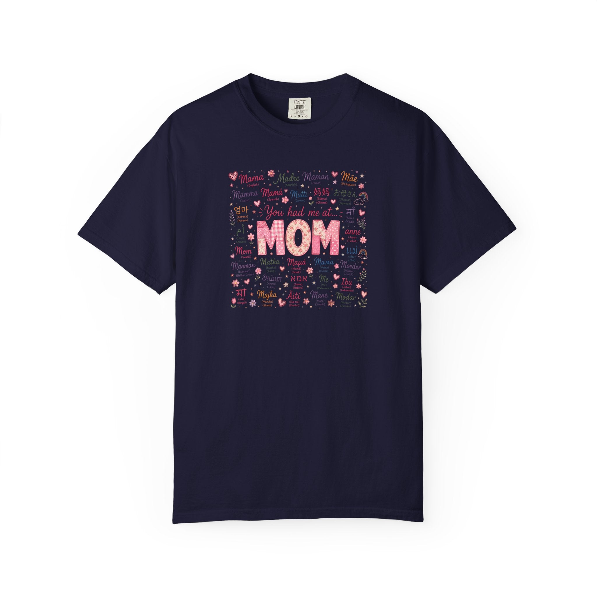 Mom Hearts Graphic T-Shirt — Cute Pink 'You had me at MOM' Mother's Day Tee