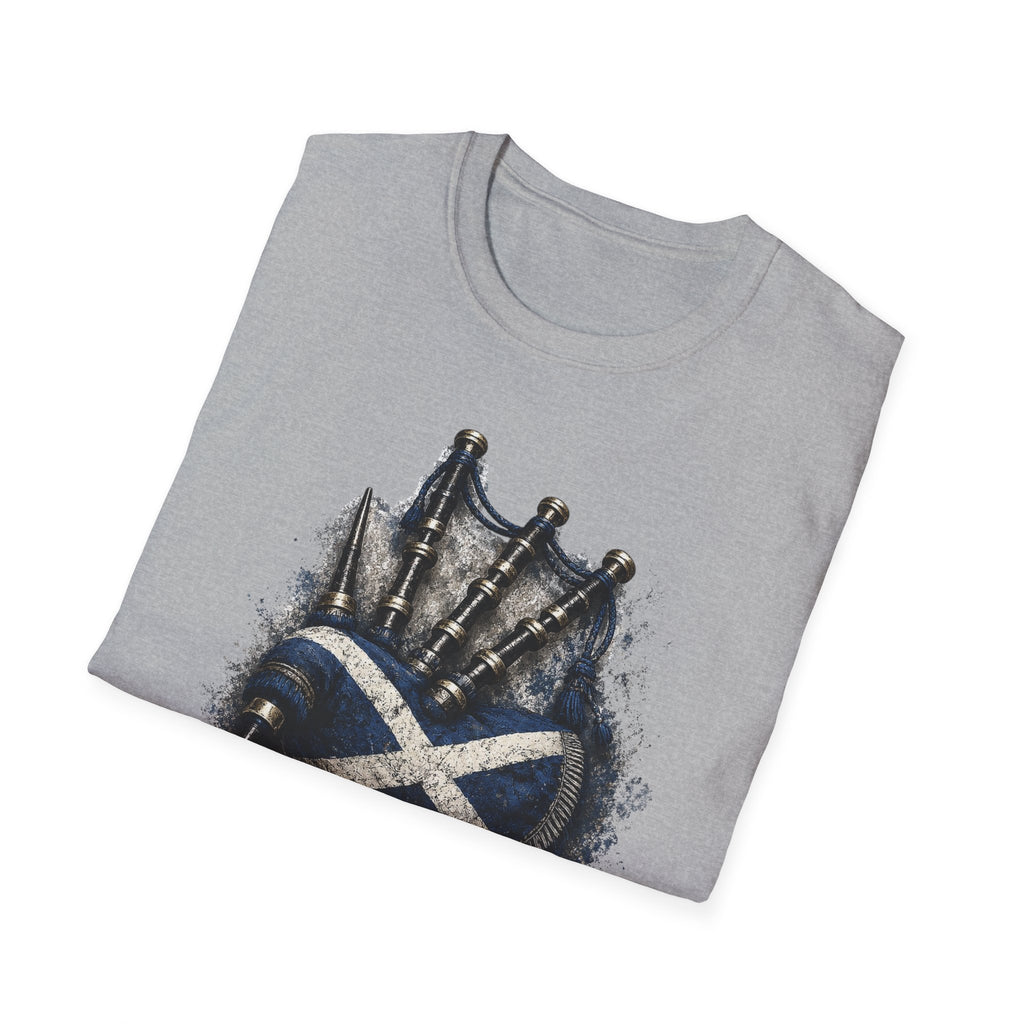 Bagpipes Following Scotland Flag Tee