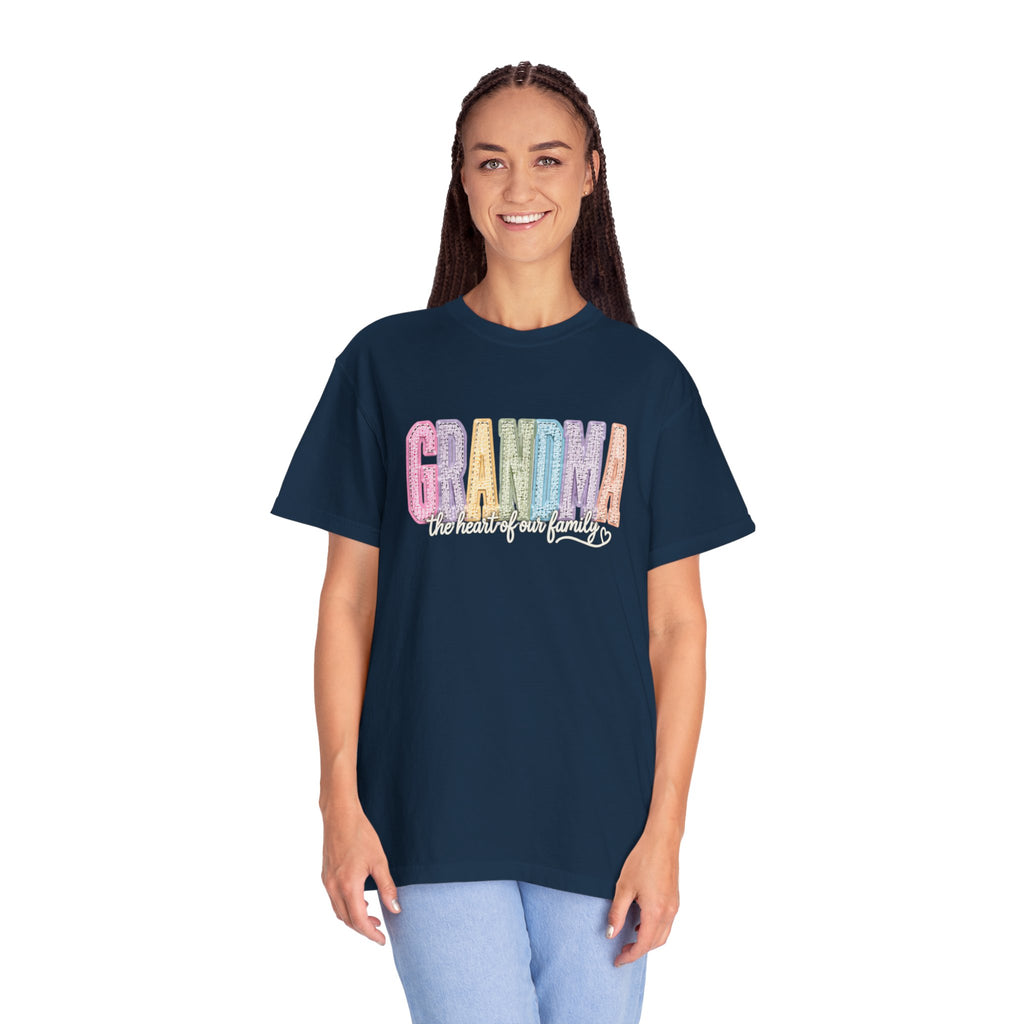 Grandma Floral Graphic T-Shirt — "Grandma, the heart of our family" Gift Tee