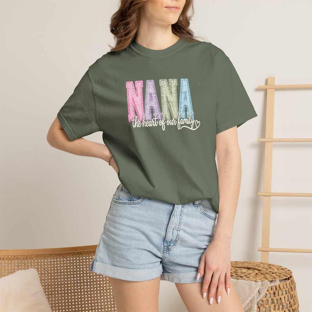NANA Pastel Patchwork T-Shirt — "The Heart of Our Family" Gift
