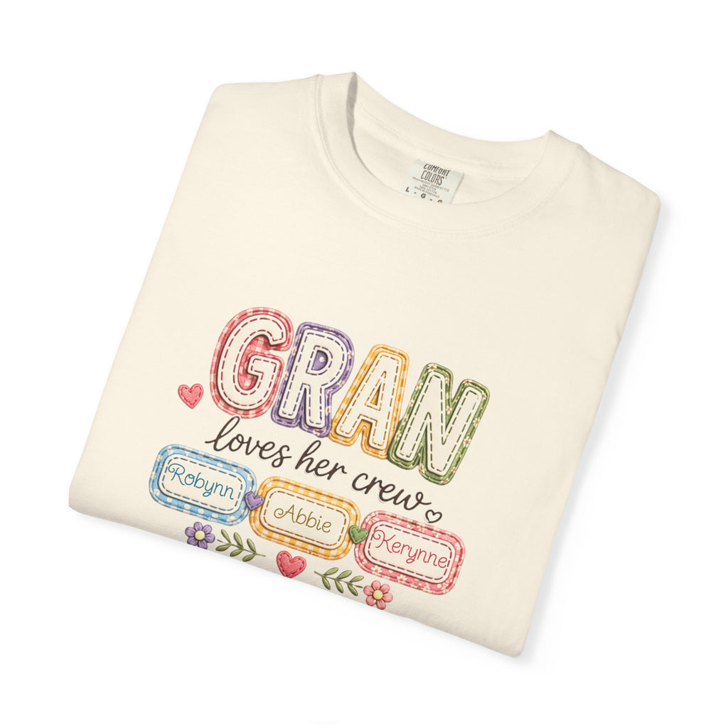 Gran Loves Her Crew T-Shirt — Personalized Grandma Family Names Tee