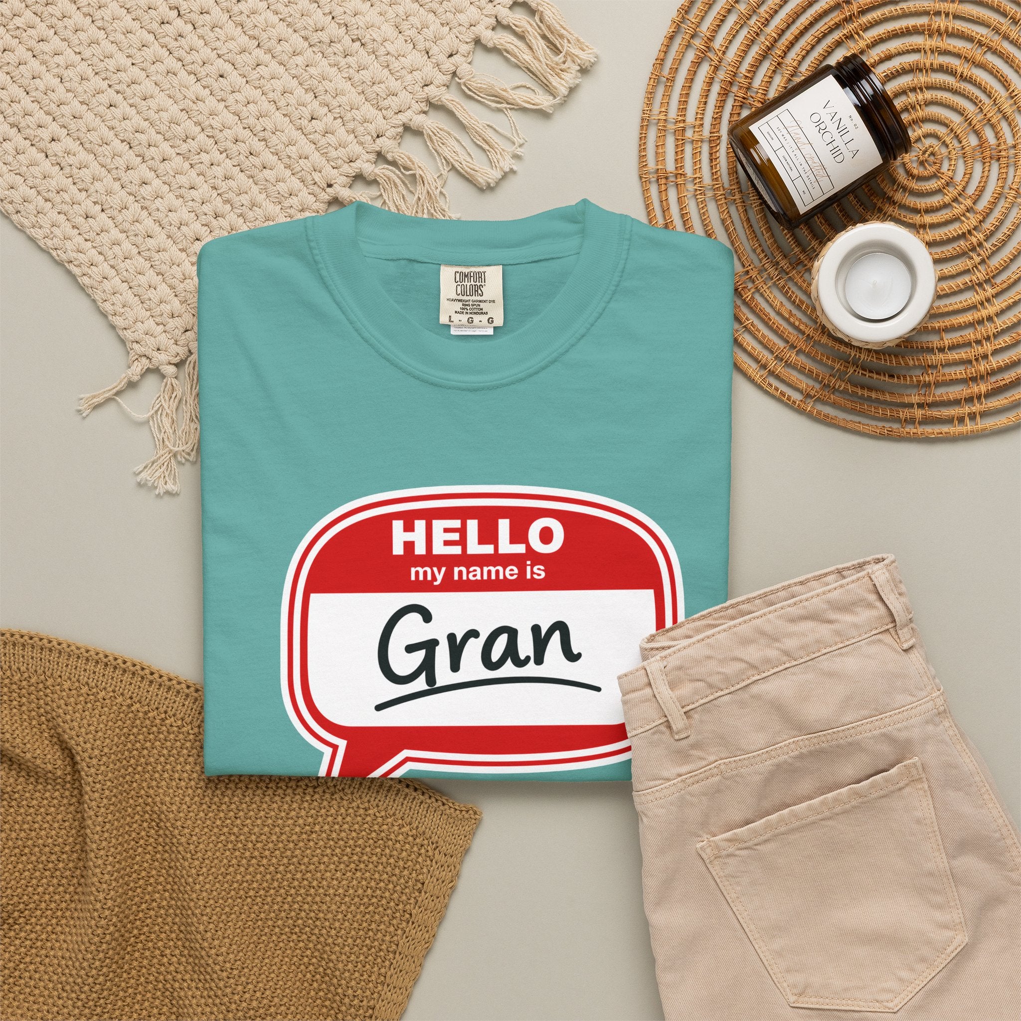 Hello My Name Is Gran T-Shirt – Funny Name Badge Tee for Grandmothers