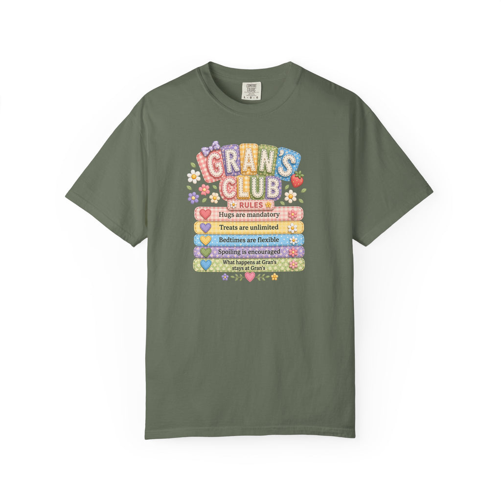 Grans Club Rules T-Shirt — Cute Floral Grandma Shirt, Funny Grandmother Gift for Mother's Day