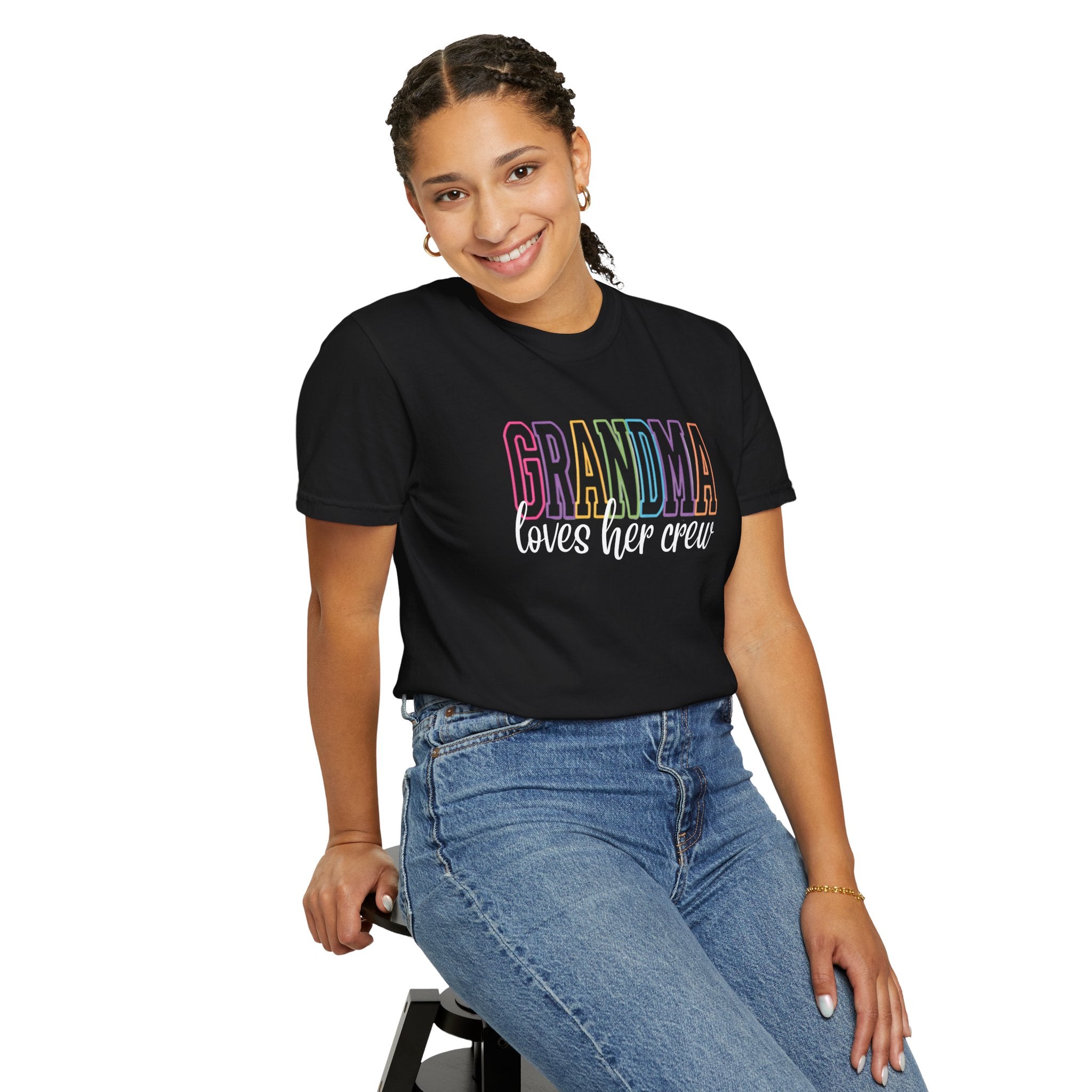 Grandma Pastel Rainbow T-Shirt — 'GRANDMA' Retro Lettering Tee