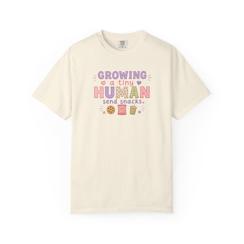 Growing a Tiny Human T-Shirt — "Growing a Tiny Human, Send Snacks" Maternity Tee