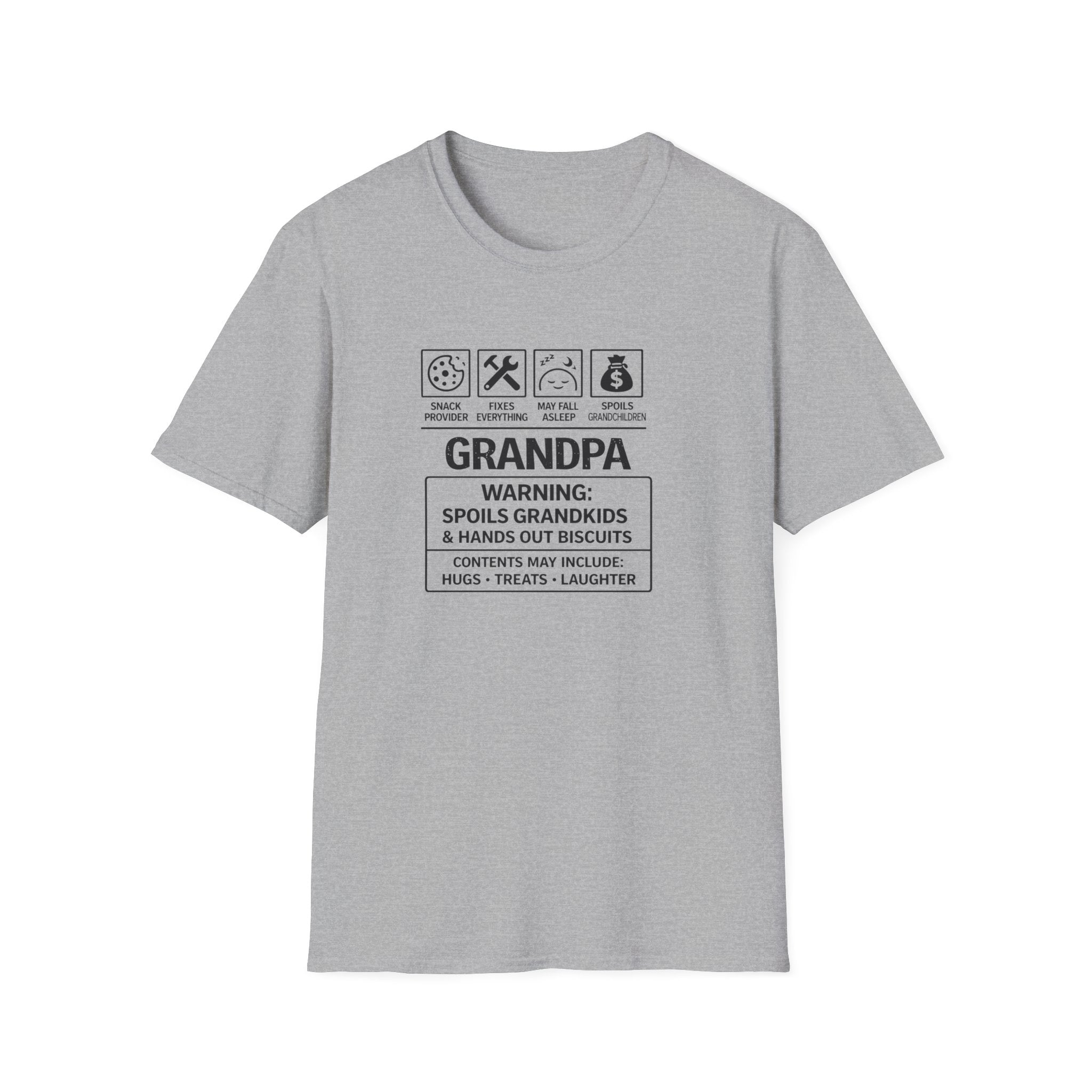 Grandpa Warning T-Shirt – ‘Spoils Grandkids & Hands Out Biscuits’ Funny Grandpa Tee