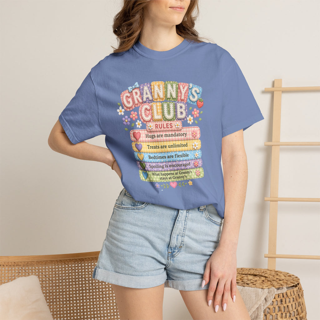 Granny's Club T‑Shirt – Cute Pastel 'Granny's Club' Rules Graphic Tee for Grandmothers