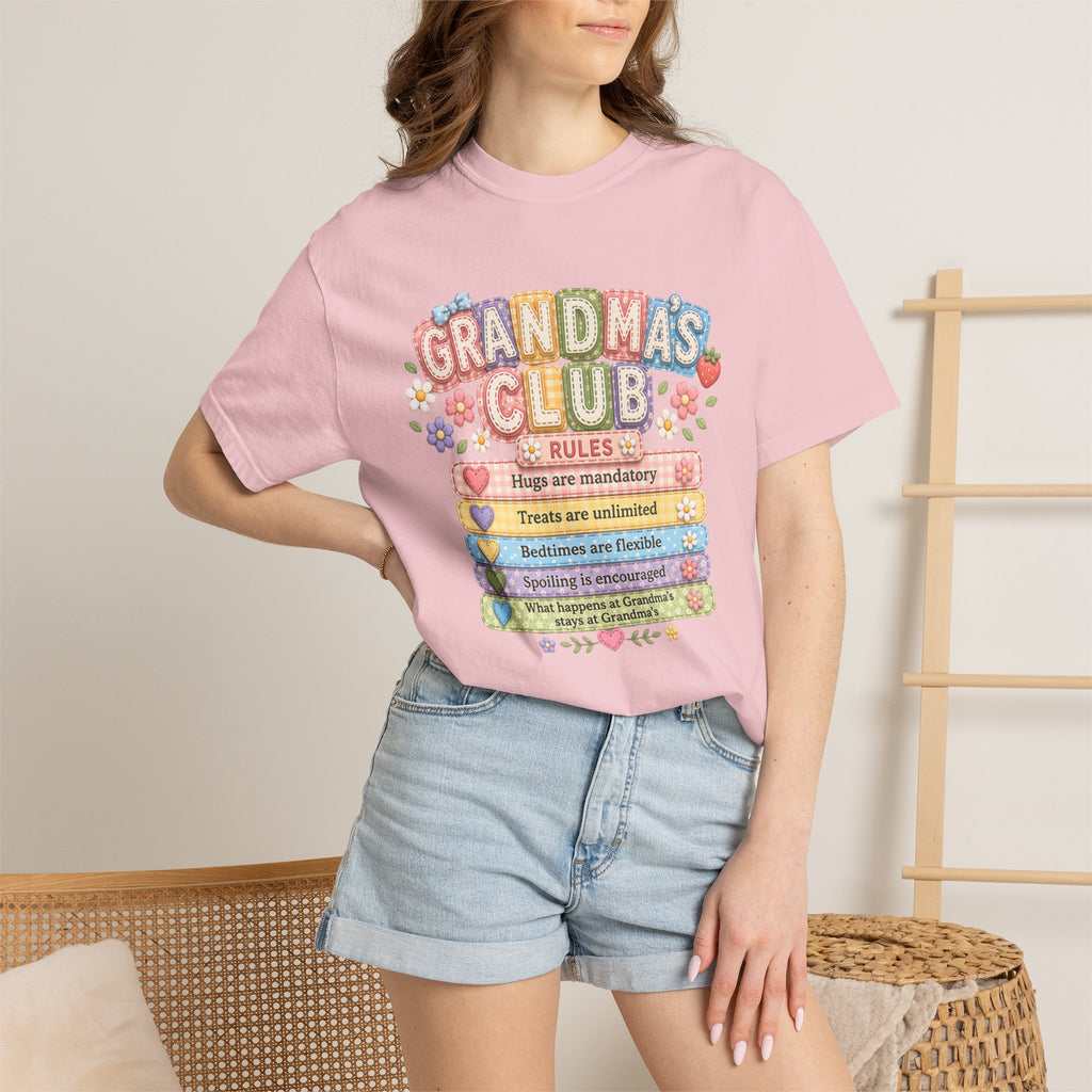 Grandma's Club T-Shirt — Cute Floral 'Grandma's Club' Rules Tee