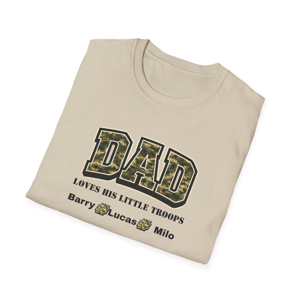 Dad Loves His Little Troops Camo T-Shirt — Personalized Kids' Names