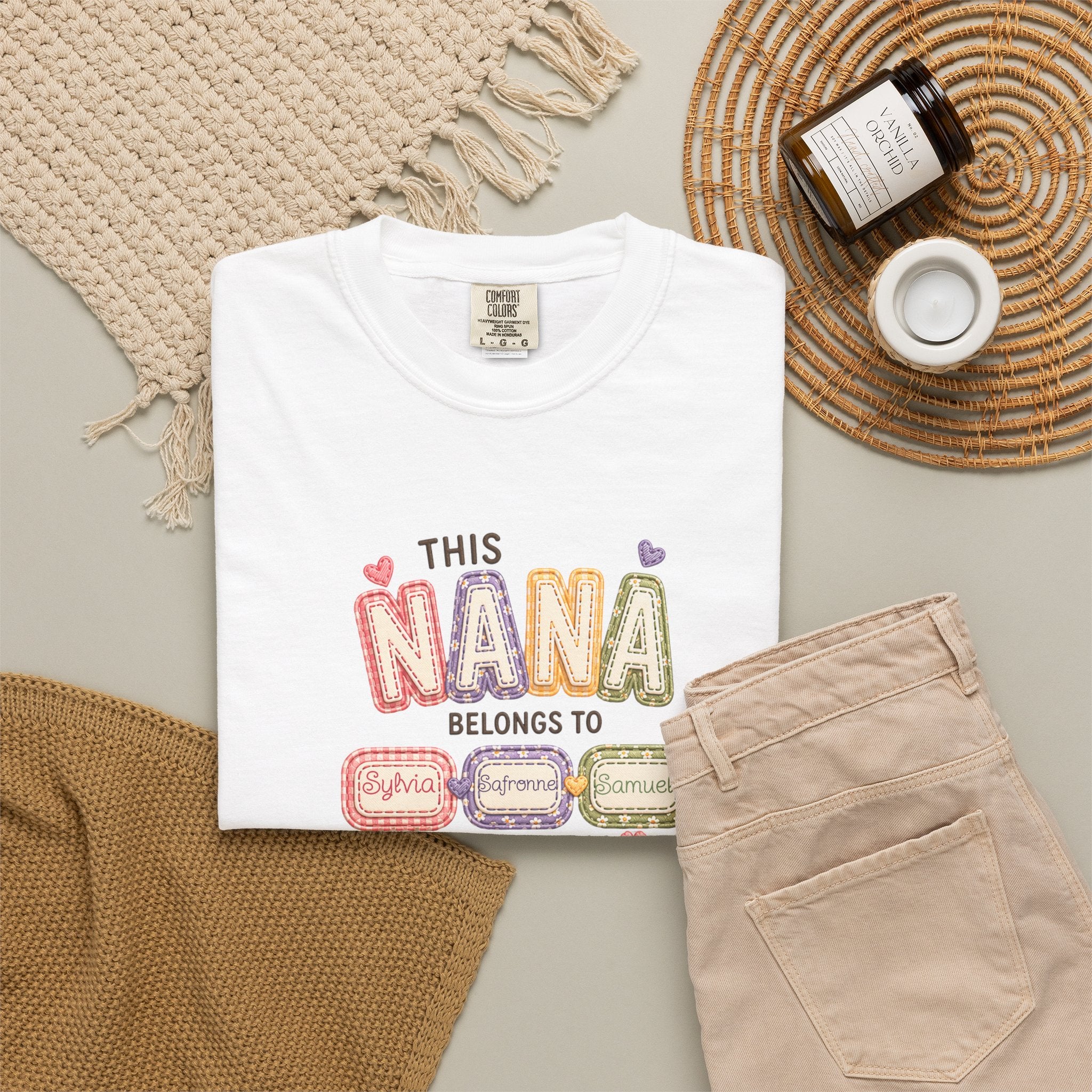 Nana Family Name T-Shirt — "This Nana Belongs To" Floral Grandma Gift