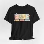 Gran Retro Patch Tee — Personalized 'Gran' Name Blocks Short Sleeve Shirt