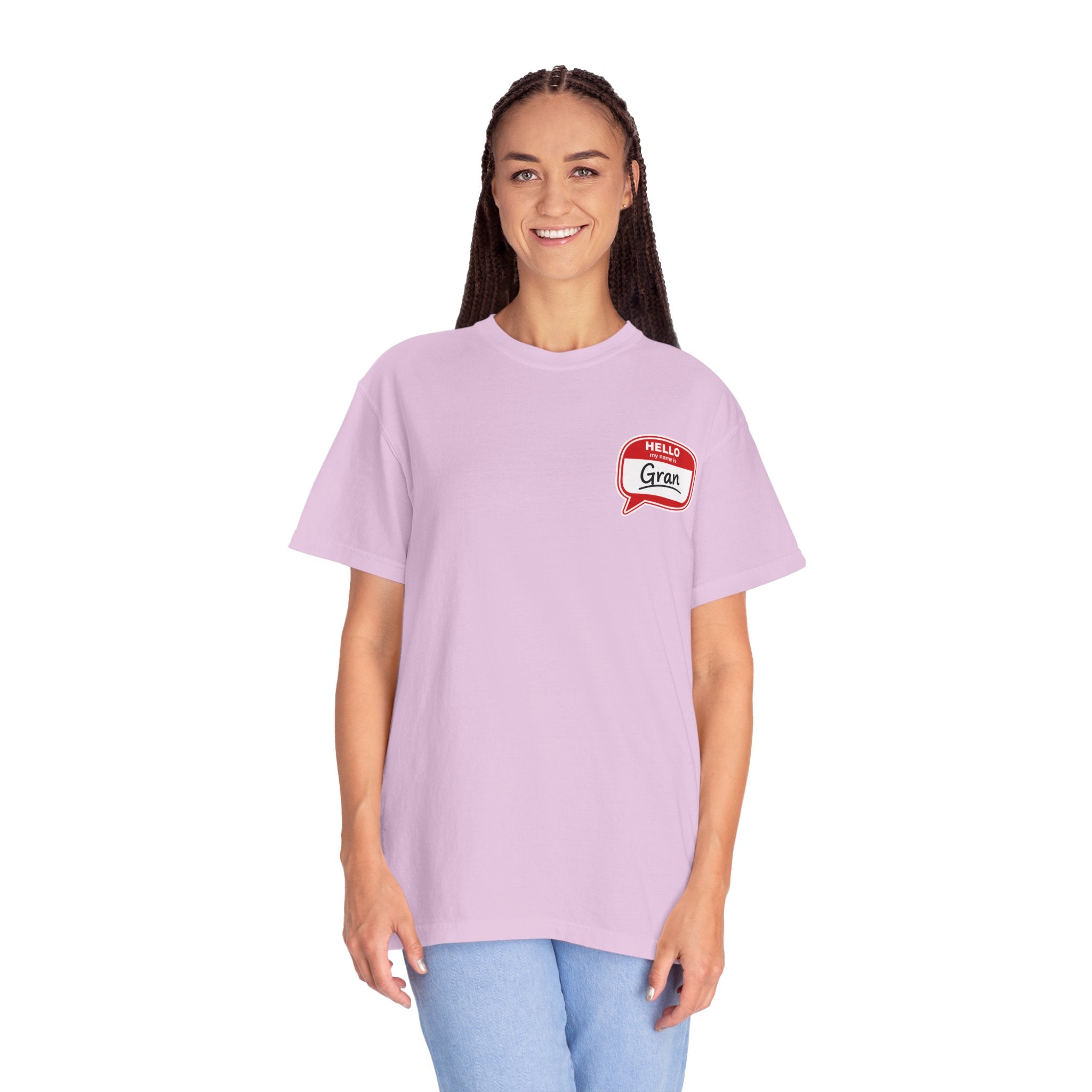 Hello Gran T-Shirt — Cute Retro Name Tag Tee for Grandmothers, Mother's Day Gift