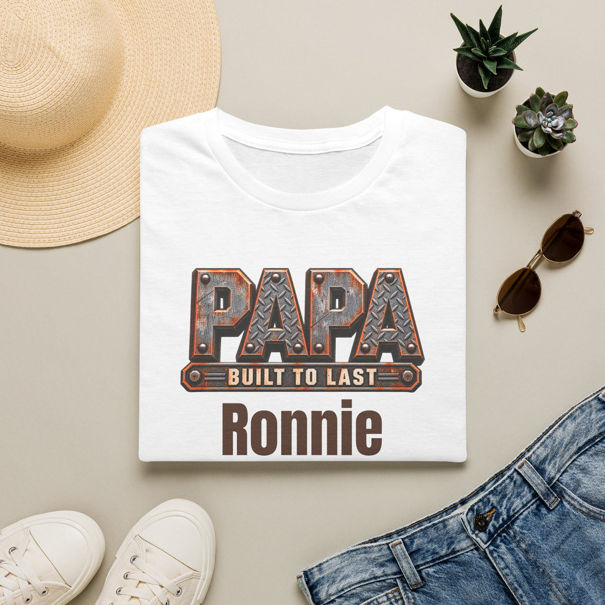 Papa "Built to Last" T-Shirt — Personalise