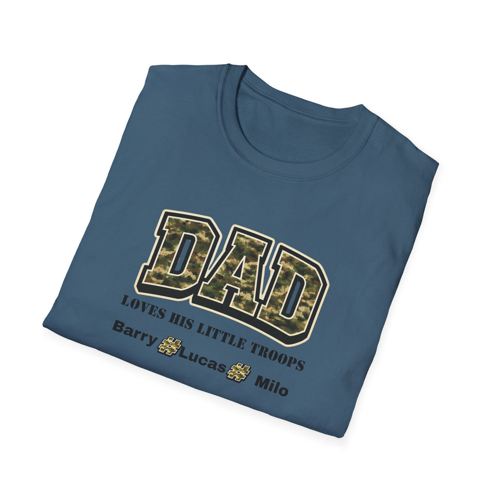 Dad Loves His Little Troops Camo T-Shirt — Personalized Kids' Names