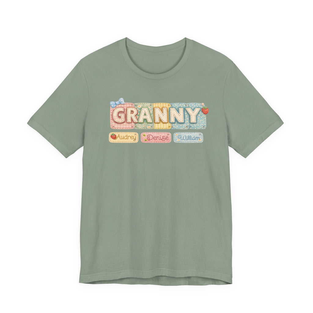 Granny Retro Nameplate T‑Shirt — Personalized Grandma Tee
