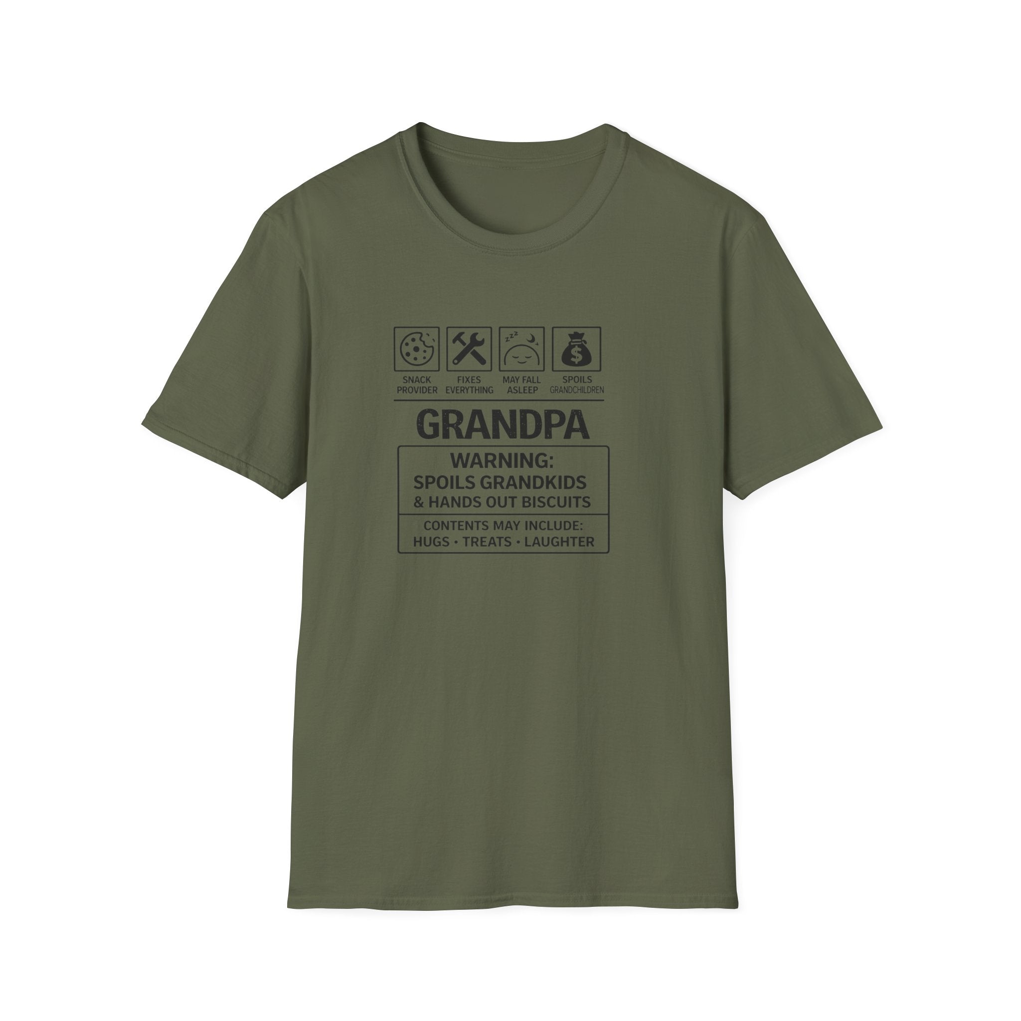 Grandpa Warning T-Shirt – ‘Spoils Grandkids & Hands Out Biscuits’ Funny Grandpa Tee