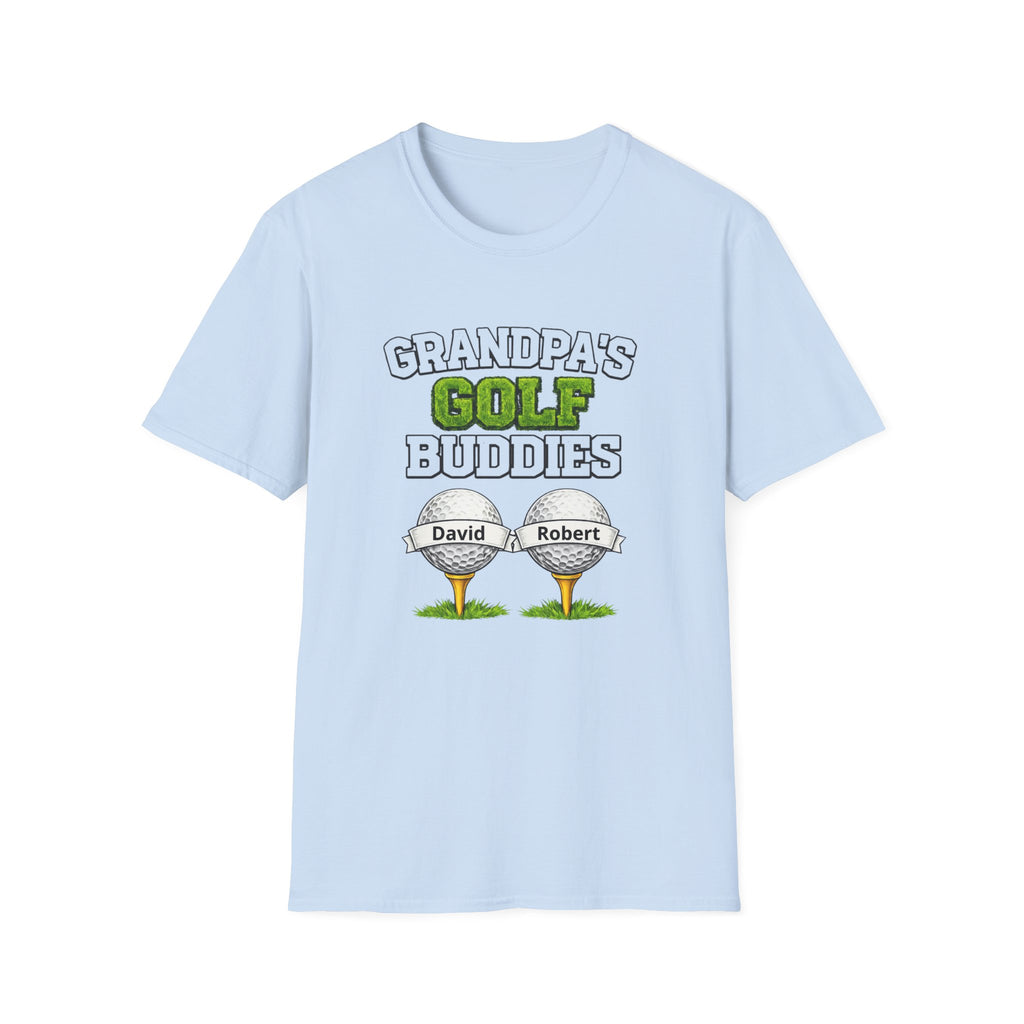 Grandpa’s Golf Buddies T-Shirt — Personalized Names on Golf Balls