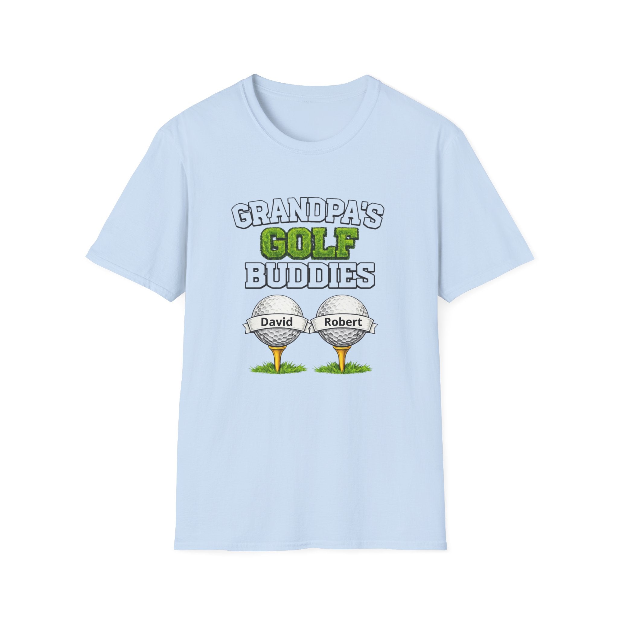 Grandpa’s Golf Buddies T-Shirt — Personalized Names on Golf Balls