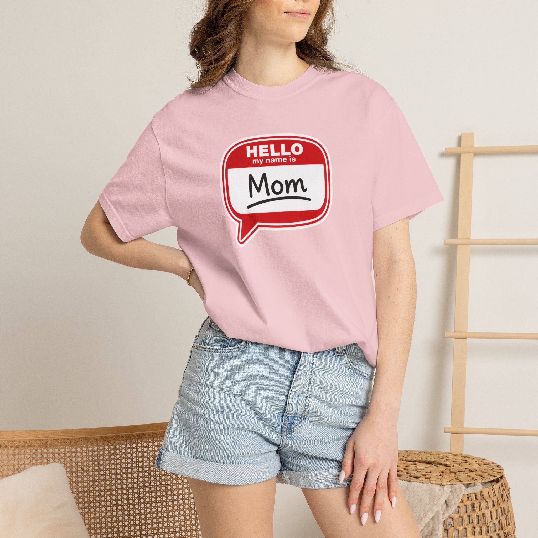 Mom Name Tag T‑Shirt — "Hello My Name Is Mom" Graphic Tee for Mothers, Mother's Day Gift