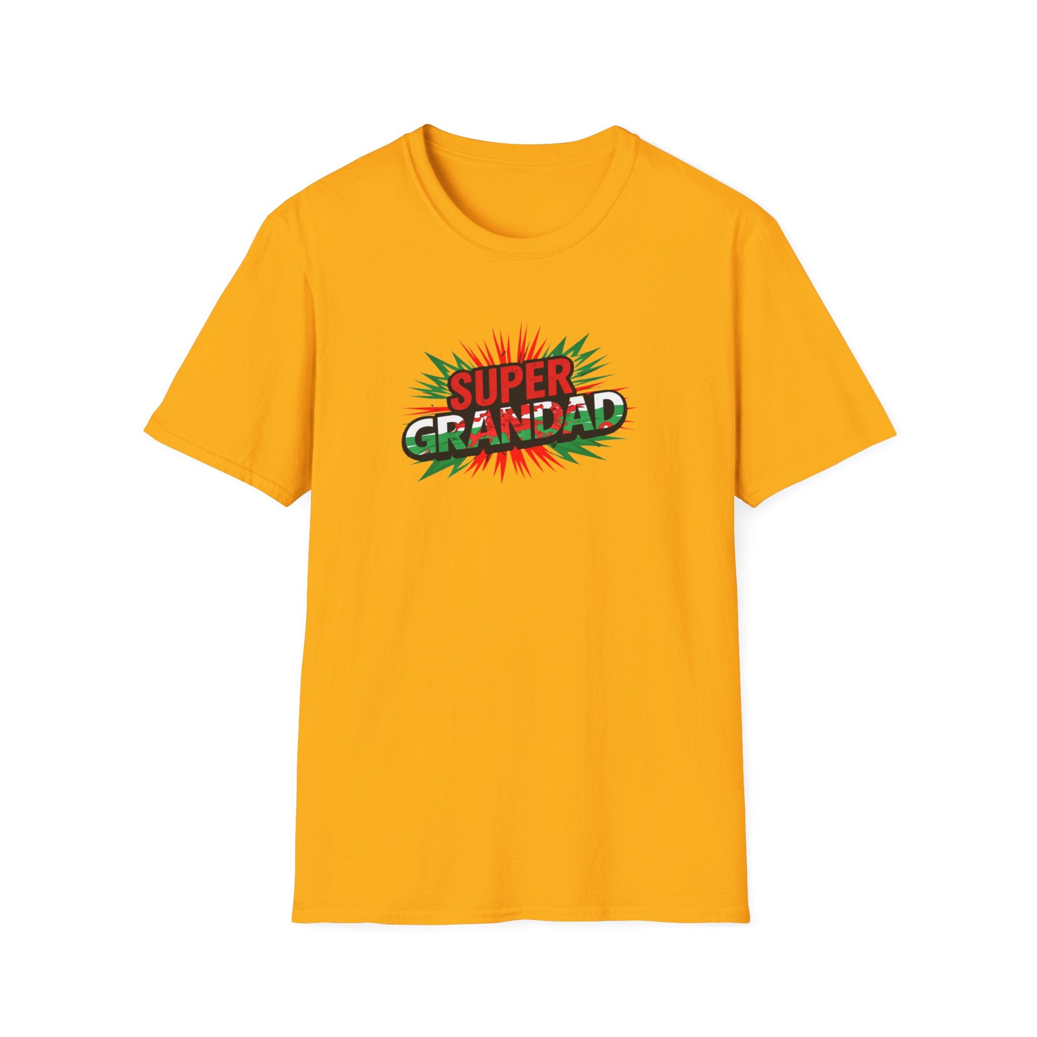 Super Grandad Welsh Flag/Wales themed T-Shirt — Retro Comic Style Father's Day Gift