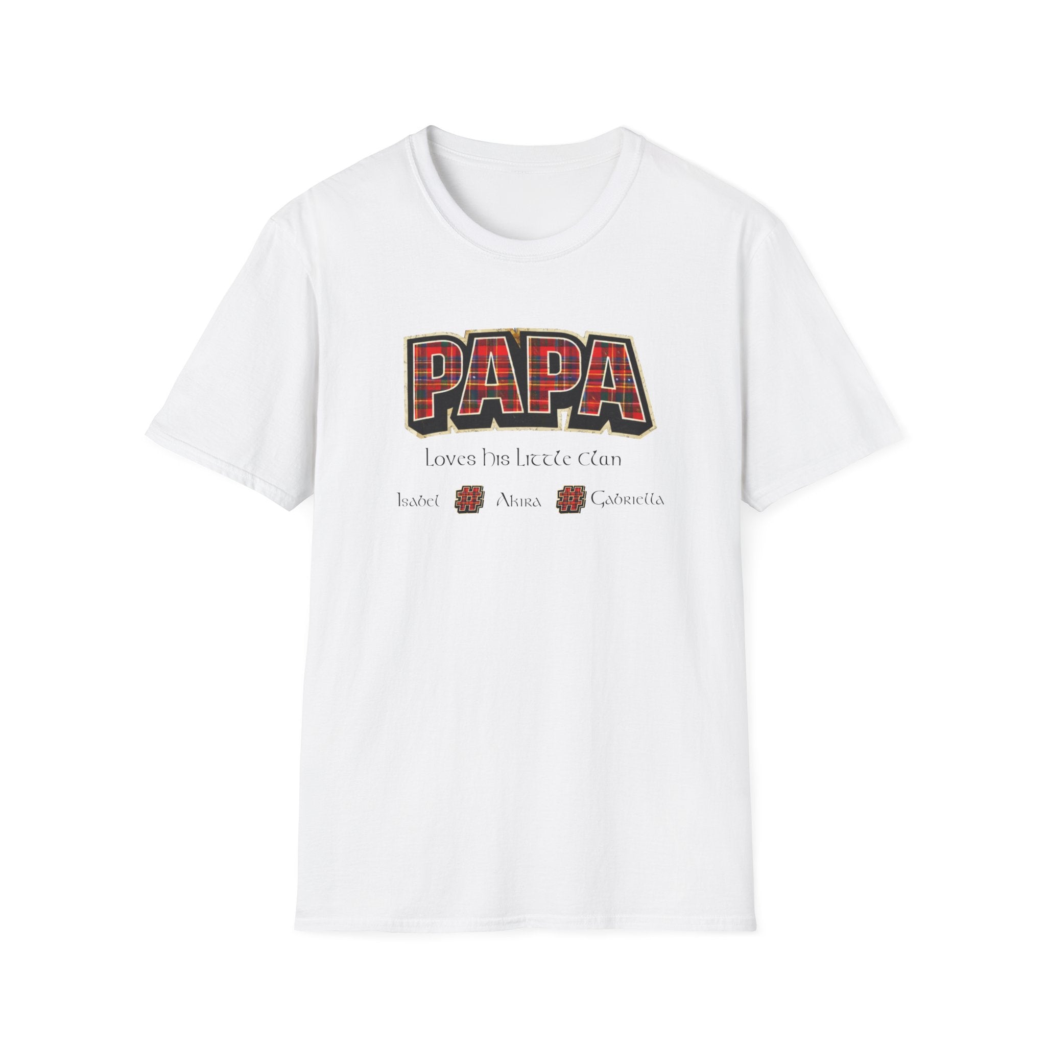 Papa Plaid T-Shirt – "Papa Loves his Little Clan" Grandfather Gift for Father's Day