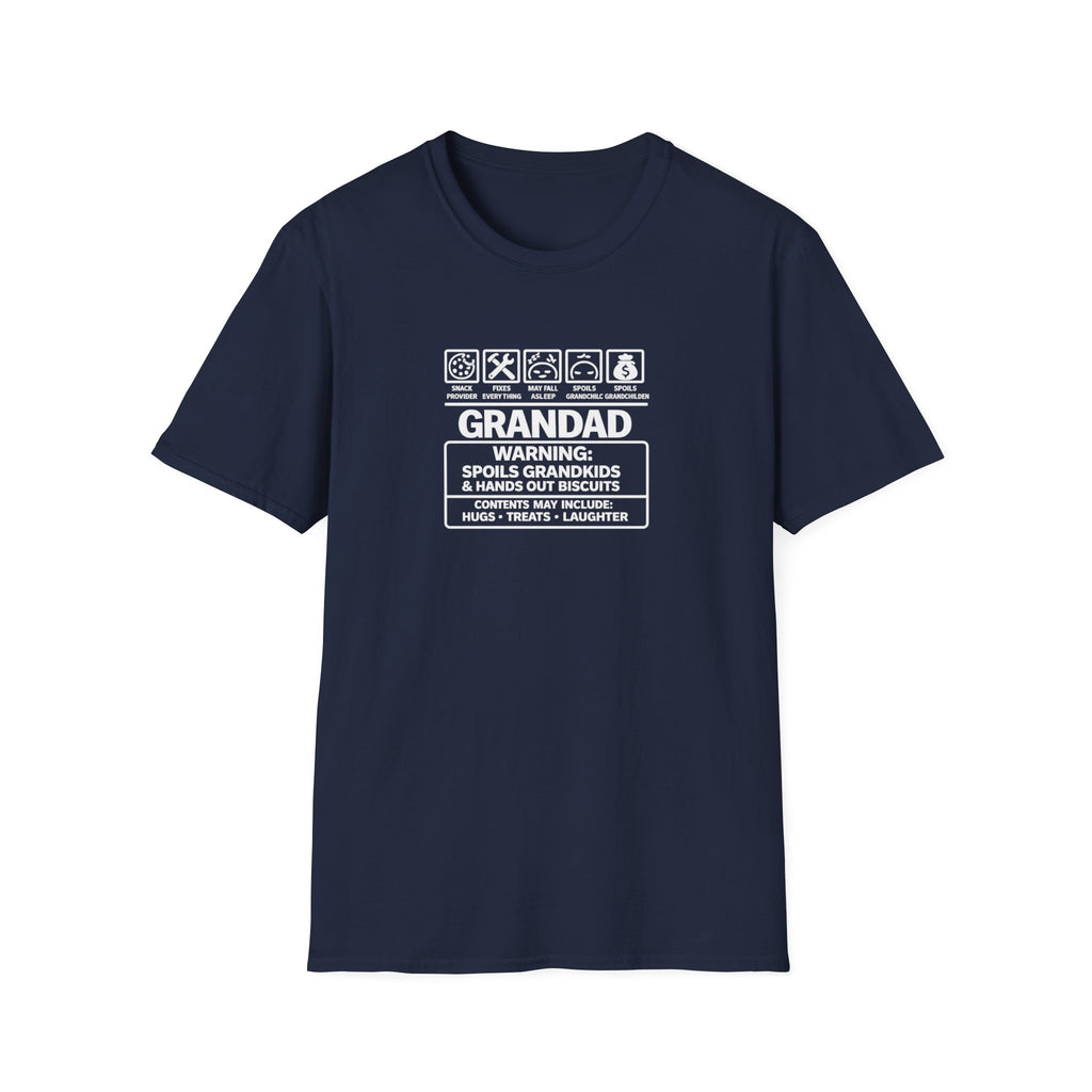 Funny Grandad T-Shirt — Spoils Grandchildren, Loves Biscuits & Hugs